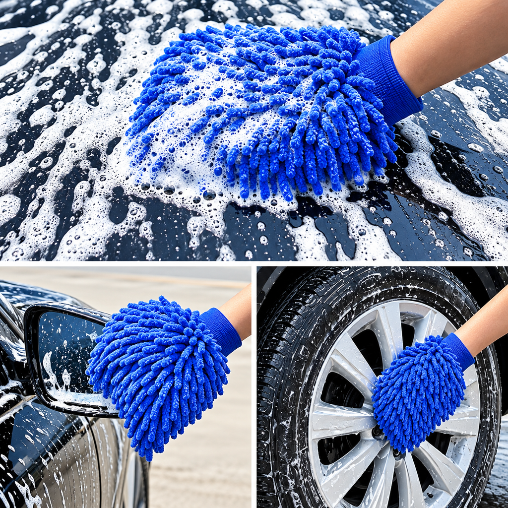 2er-Set Mikrofaser-Autowaschhandschuhe